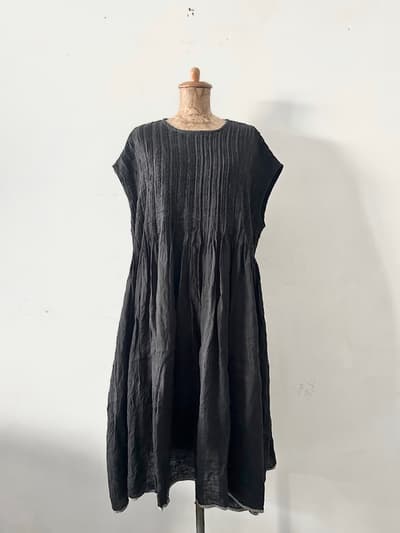 【美品】maison de soil　 80’S HANDWOVEN LINEN PLAIN WITH SELVAGE  プルオーバードレス 画像1