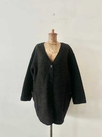 【美品】LABORATORY　ウールカーディガン　チャコールグレー 画像1