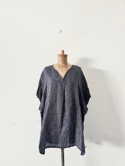 【美品】ina　リネンプルオーバー　ストライプ柄　フリーサイズ　 画像1
