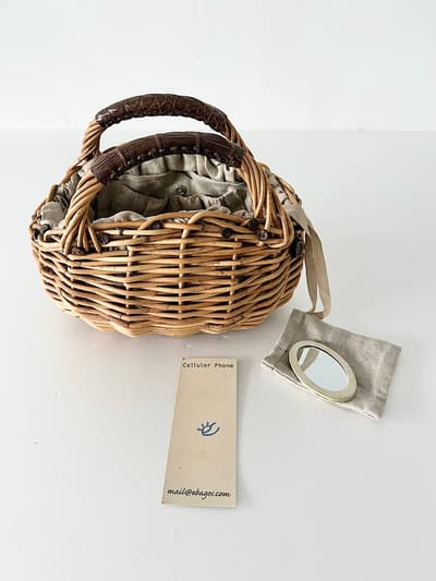 【美品】ebagos　リネンかぶせ　かごバッグ 画像1