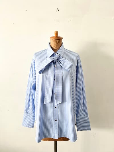 【美品】NOLLEY'S　ストライプリボンブラウス　サイズ38 画像1