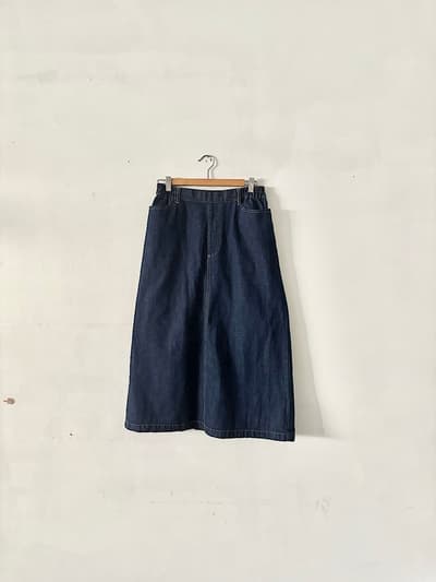 quatre saisons　デニムスカート　スリット　コットン　リネン　　サイズM　 画像1