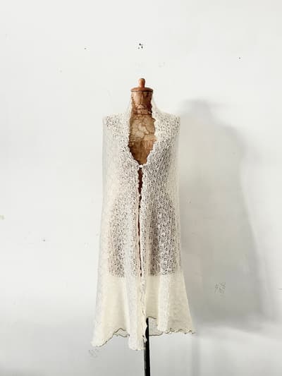 quatre saisons　ニットストール　アイボリー 画像1