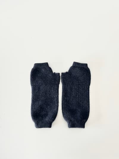 【美品】GLEN GORDON　ジーロンゴラ　リブスティッチ　フィンガーレスミトン　ネイビー 画像1