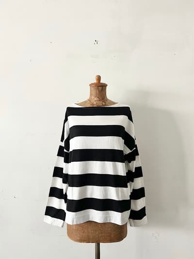 【美品】Hands of creation　長袖　ボーダーカットソー　白黒　コットン　サイズF 画像1