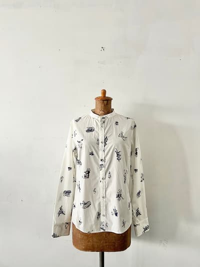 OLDMAN'S TAILOR　OZの魔法使い オズ プリント コットン バギーシャツ 長袖 白 サイズM  画像1