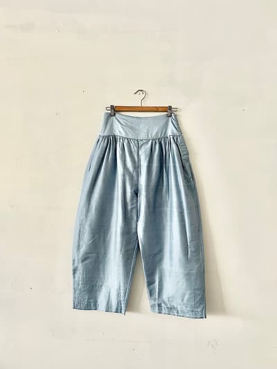 【美品】BUNON Wide Belt Pants　シルク　　ブルー　Mサイズ　 画像1
