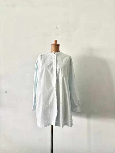 Hands of creation　コットンウールウェザー　2wayスタンドカラーギャザーシャツ 　 画像1