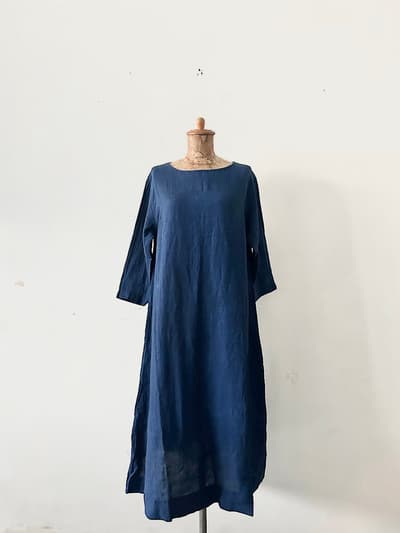 evameva　リネンワンピース　ネイビー 画像1