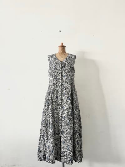 【定価5.1万】 Lisette 　ロブ・グロゼイユ1 　リネンプリントノースリワンピース 38 　　 画像1