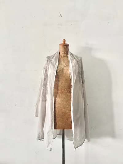 【美品】mizuiro-ind　コットンレースロング羽織　アイスグレー 画像1