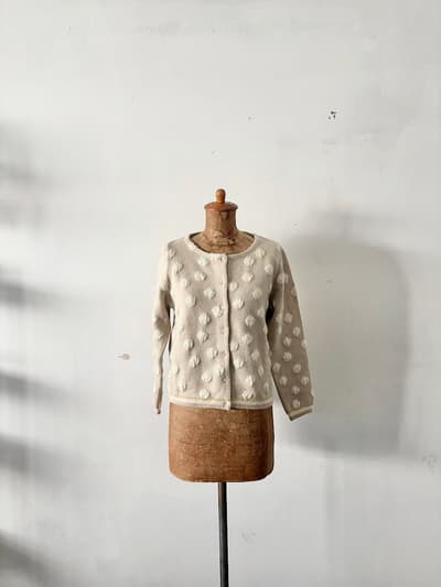 Porter des boutons　ドット柄カーディガン　ウール　モヘア　ナイロン 画像1