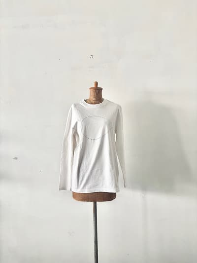 【MENS】mina perhonen　call　長袖Tシャツ　サイズM　コットン　白　 画像1