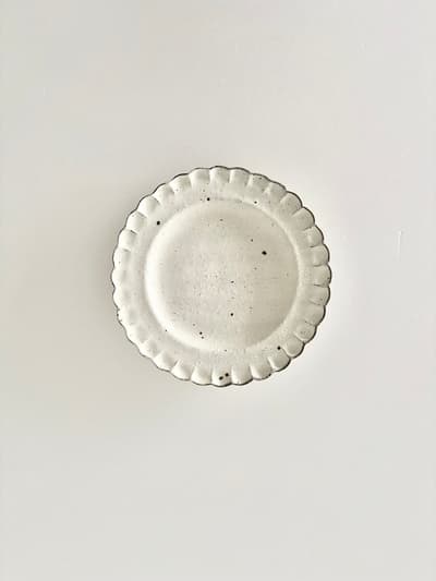 【美品】村上直子　小菊中　moegi　18cm　プレート　6寸　白 画像1