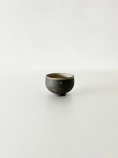 【美品】村上直子　黒灰釉 足付ボウル 画像1