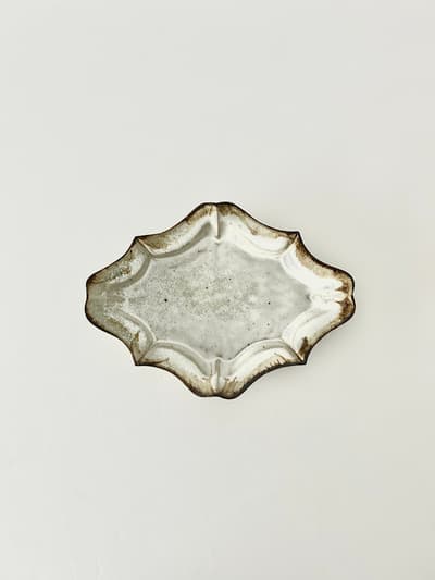【美品】藤原純　4トンガリ　長菱皿LL　白 画像1