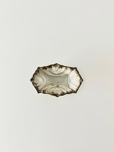 【美品】藤原純　ハート鉢　白 画像1