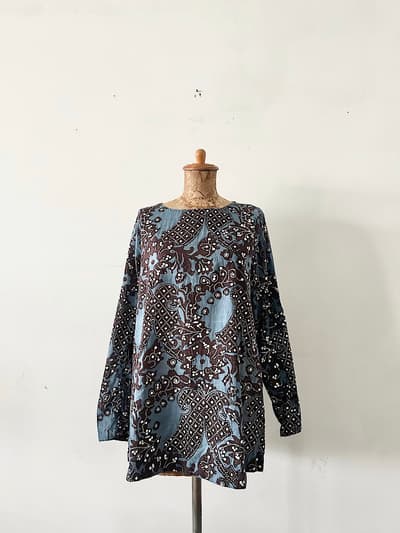 【美品】定価4.5万　45R　インドカディ更紗　ブロックプリント　ブラウス　サイズ3 画像1