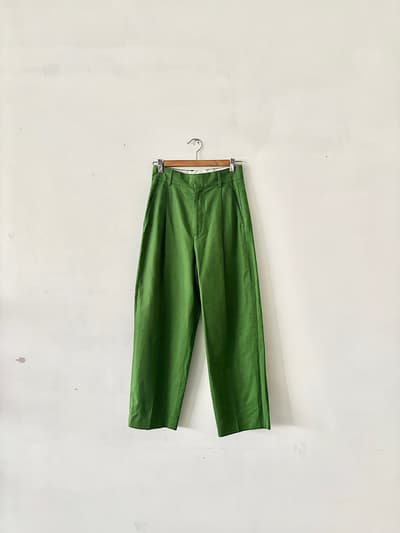 6 ROKU BEAUTY&YOUTH UNITED ARROWS TUCK PANTS　サイズ34　グリーン　 画像1