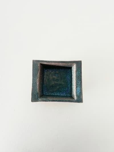 【美品】藤原純　四角深皿　青 画像1
