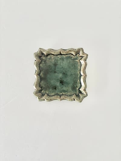 【美品】藤原純　板皿　灰緑　17・17　 画像1