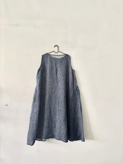 【美品】ichi　シャンブレー　ワンピース　リネン　 画像1