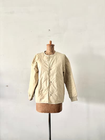 Brocante　キルトクールコート　ノーカラー　リブ　ベージュ　サイズ1  画像1