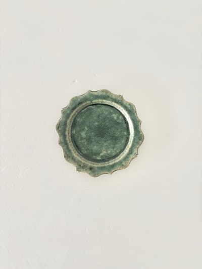 【美品】藤原純　14㎝　小皿　緑　 画像1