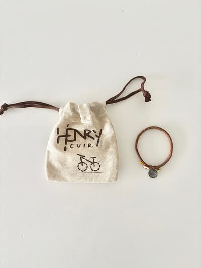 【美品】 HENRY CUIR 　ブレスレット　レザー　ビース 画像1