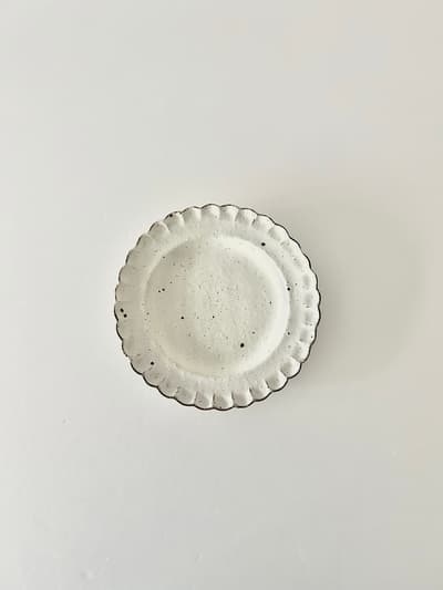 【美品】村上直子　小菊中　moegi　18cm　プレート　6寸　白 画像1