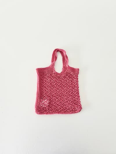 maison de soil　リネン　ニット　ミニトートバッグ　ピンク 画像1