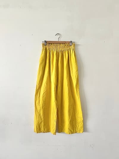 ヂェン先生の日常着　ストレートパンツ　M　イエロー　 画像1