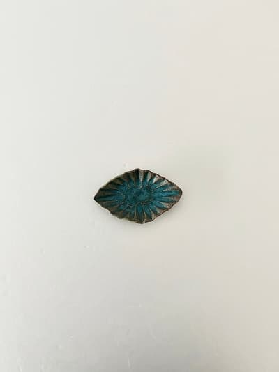 【美品】藤原純　菊花オーバル 小　 青 画像1