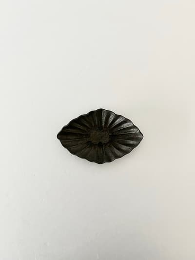【美品】藤原純　菊花オーバル 中　 焦げ茶 画像1
