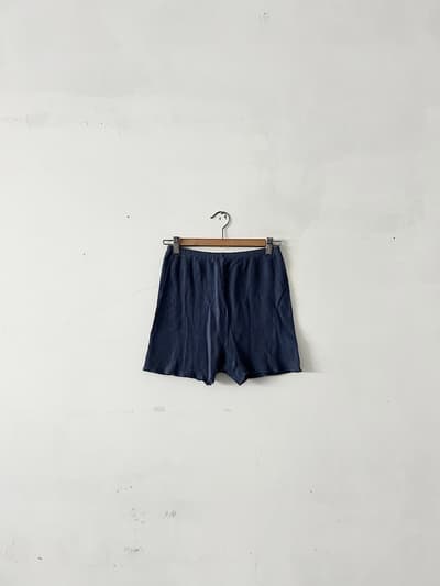OLDMAN'S TAILOR　コットンカシミヤ　ワッフルショーツ　ブルー  画像1