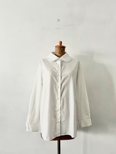 【美品】MidiUmi　白　フリルブラウス　コットン 画像1