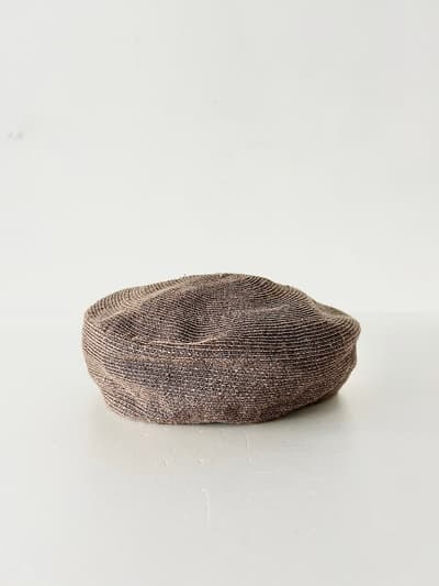 【美品】STRATO　リネン　ベレー帽　ブラウン 画像1