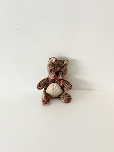 【Vintage】ぬいぐるみ　ベア　ピンクリボン　鈴　③ 画像1