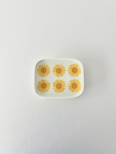 【美品】marimekko　Oiva   Auringonkukka  スクエアプレート　ひまわり 画像1