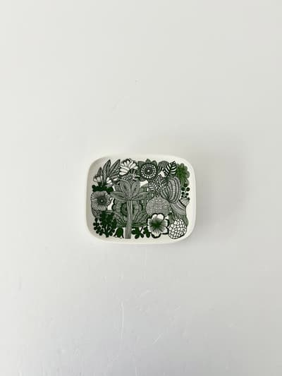 【美品】marimekko　Oiva Siirtolapuutarha　スクエアプレート　緑 画像1