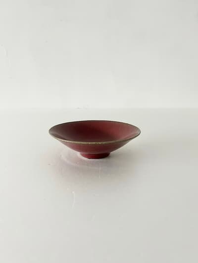 【美品】清水宏章　朱泥釉平皿 清水焼　① 画像1
