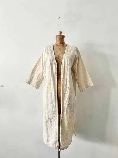 【美品】NARU　刺繍　コットン　リネン　ロング羽織　サイズ１ 画像1
