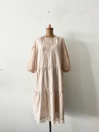 【美品】Le petit Cleu　コットンシルク　レース切替　ワンピース 画像1