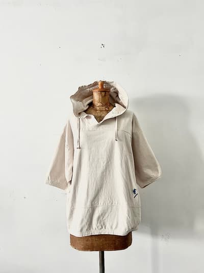 【美品】45R　デコボコ天竺の908もぎたてフーディ フーディホワイト 画像1