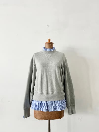 【美品】MUVEIL　フリルシャツレイヤードプルオーバー  画像1