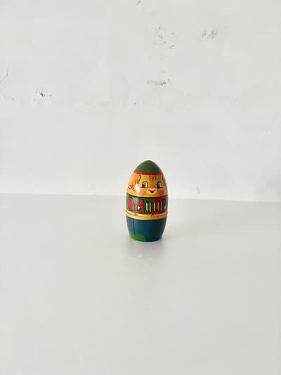 【VINTAGE】木製マトリョーシカ　グリーン　 画像1