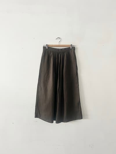 MARGARET HOWELL　リネンギャザースカート　サイズ1　チャコールグレー 画像1