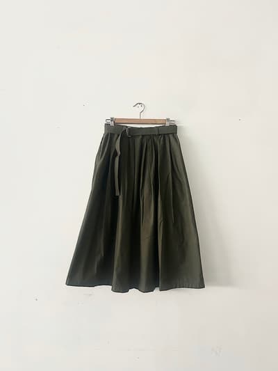  GRANDMA MAMA DAUGHTER　ベルト付きギャザースカート　オリーブ 画像1
