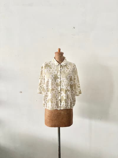 【美品】mina perhonen　flower dance　プリントコットンガーゼブラウス　サイズ38   画像1