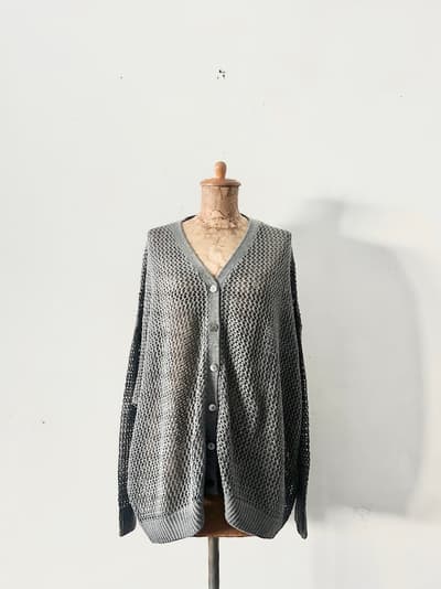【美品】mizuiro ind　メッシュVネックカーディガン 画像1